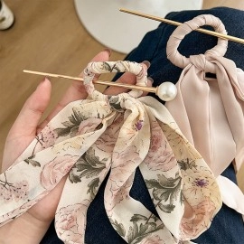 New Ribbon Bow Clip Cute Pearl Hair Pins Barrette Women Hair Accessories Fashion Back of The Head Pan Hair Ornament