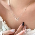 Double Layer Necklace For Women Girl Sparkling Clavicle Chain Choker New Fashion Jewelry Wedding Party Birthday Gift