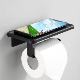 Wall Mount Toilet Paper Holder Top Sundries Storage Roll Paper Storage Rack Bathroom Tissue Organizer Shelves